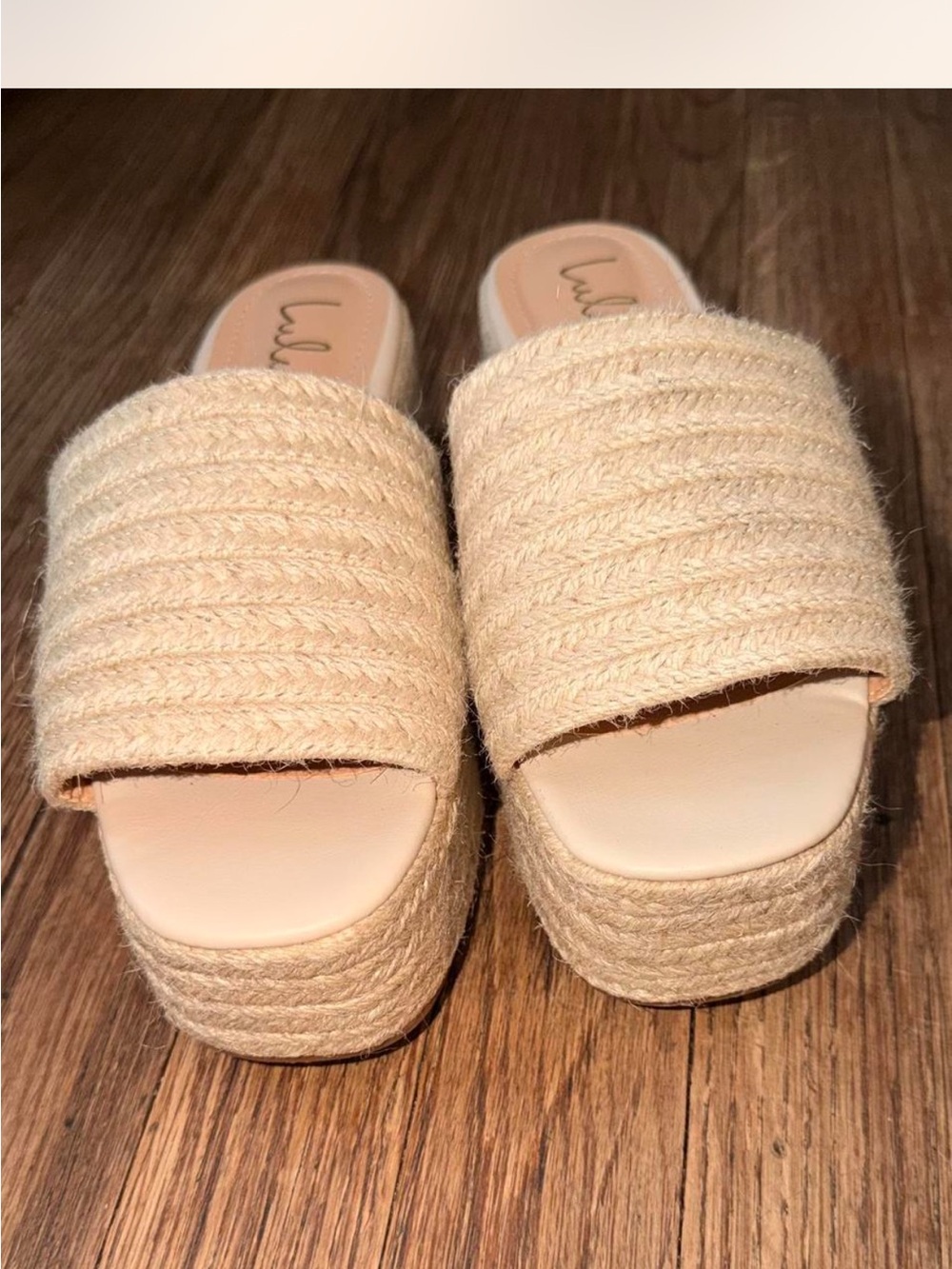 Lulu's Cream Braided Platform Slide Sandals